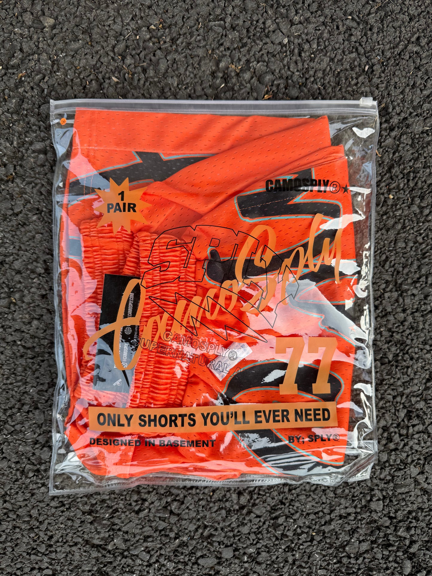 CAMOSPLY® Big Script Shorts (ORANGE)