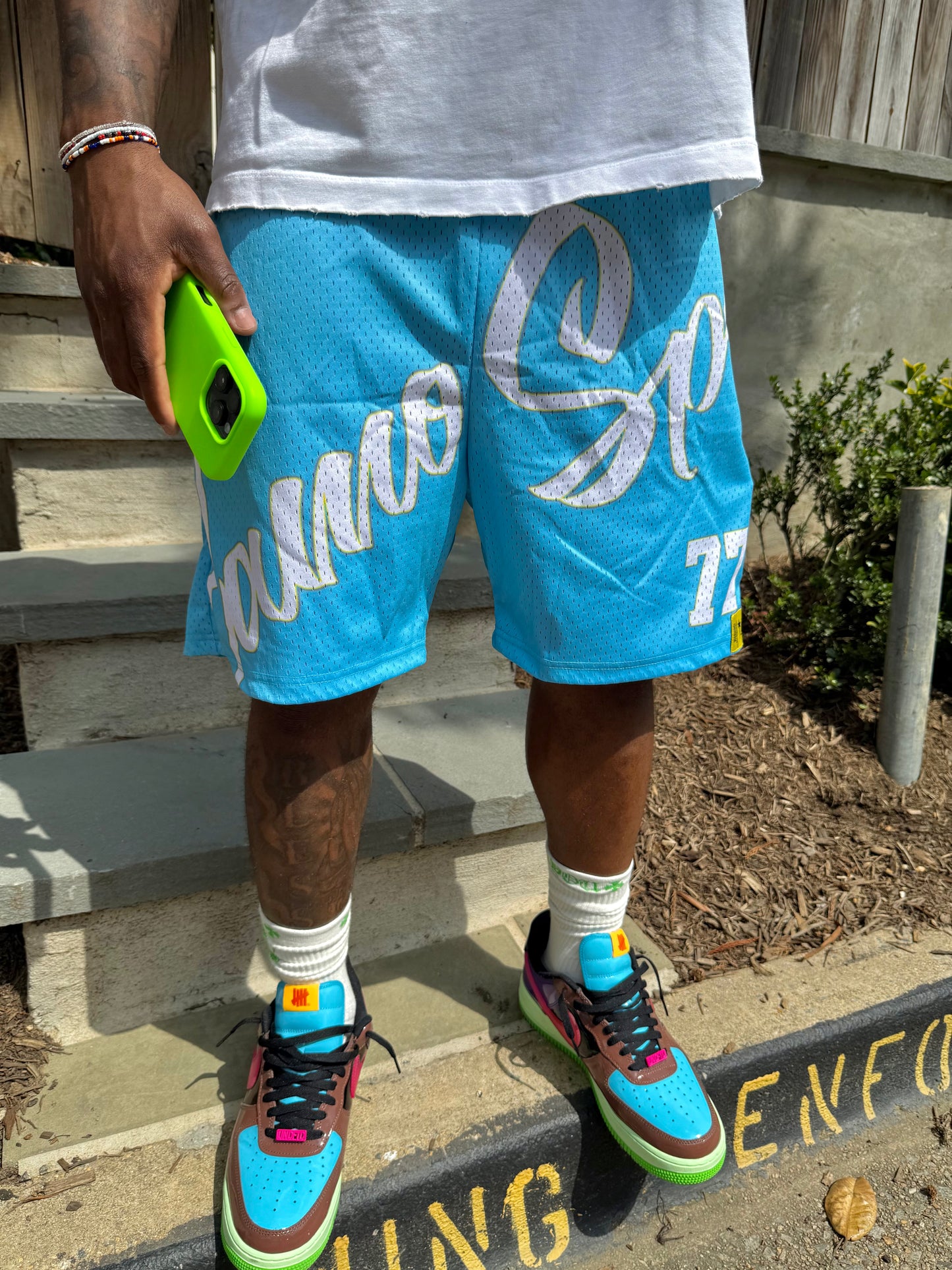 CAMOSPLY® Big Script Shorts (BABY BLUE)