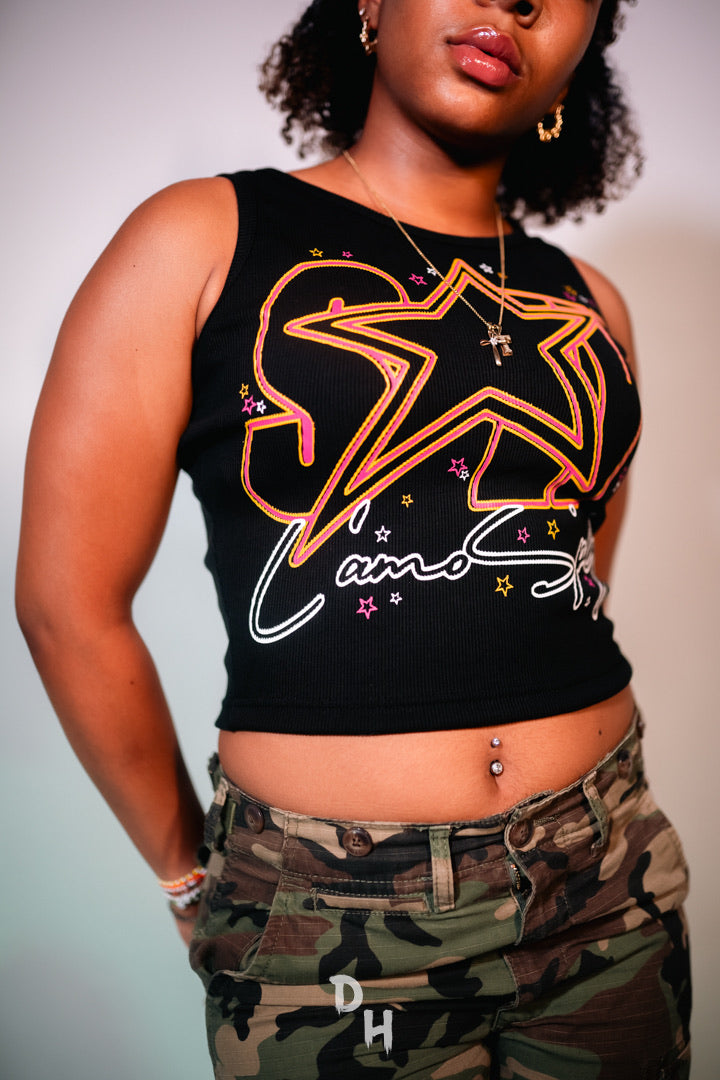 CAMOSPLY® Star Struck Crop Top (BLACK)