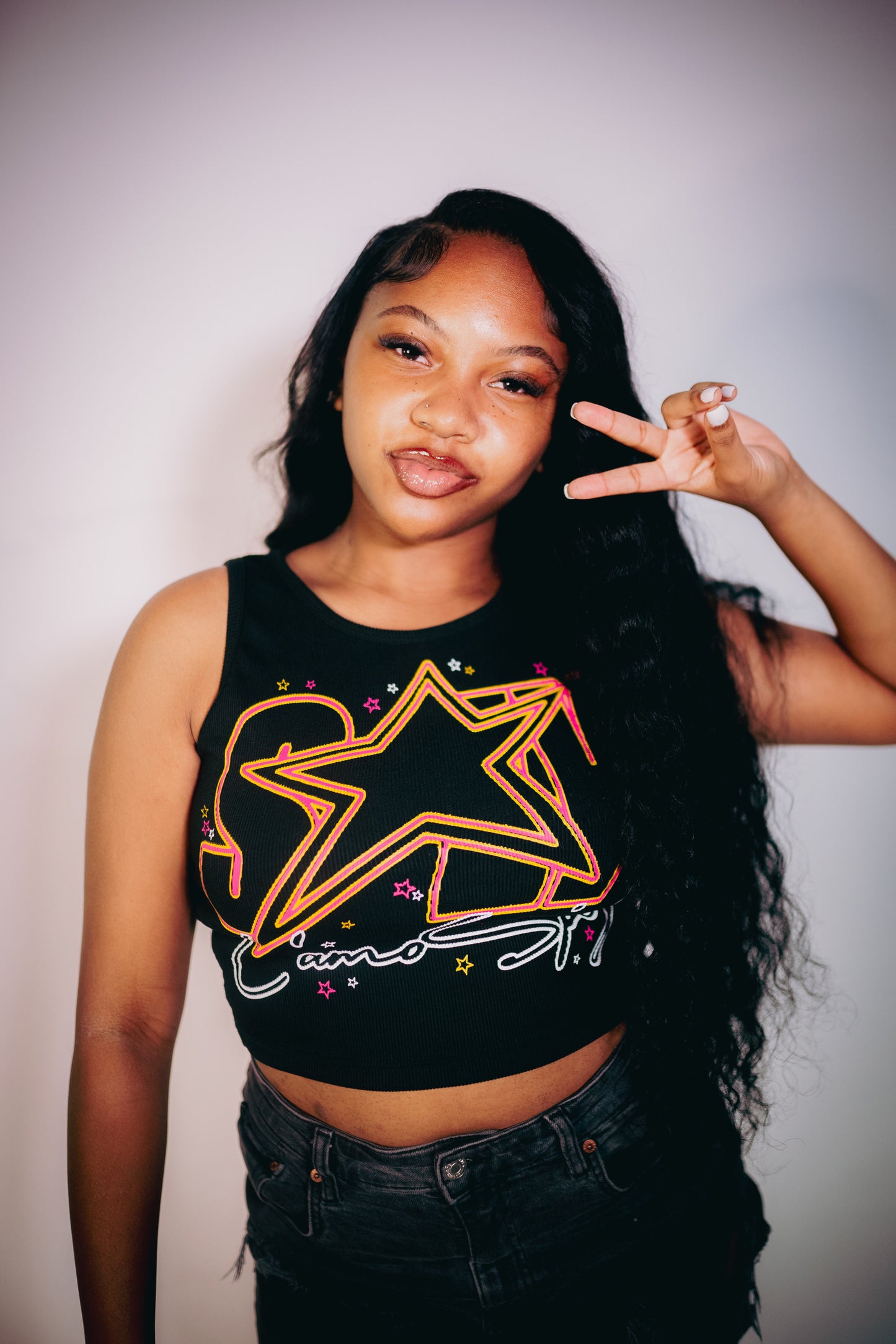 CAMOSPLY® Star Struck Crop Top (BLACK)