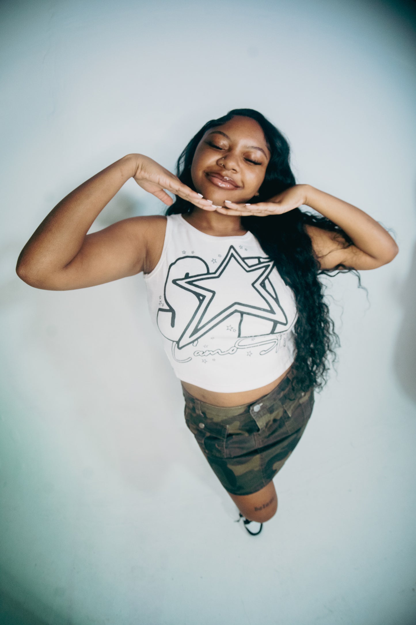 CAMOSPLY® Star Struck Crop Top (WHITE)