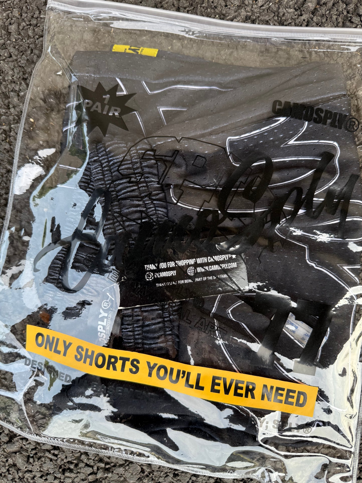 CAMOSPLY® Big Script Shorts (BLACK)