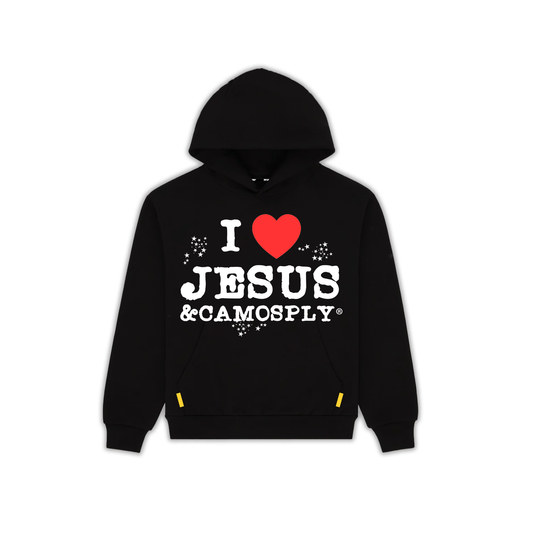 CAMOSPLY® I LOVE Jesus & Camosply Hoodie (BLACK)